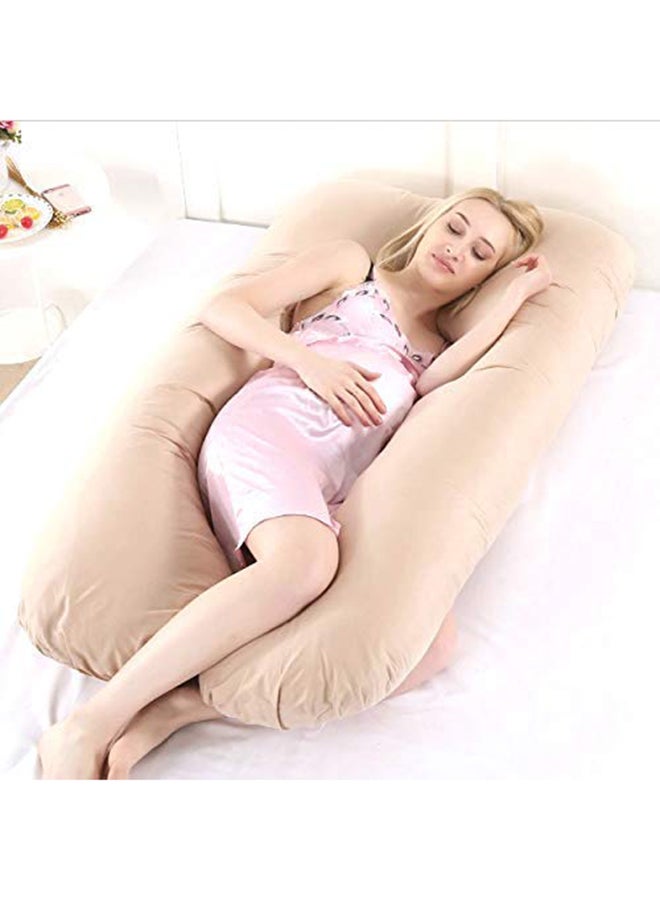 U Shaped Comfortable Maternity Pillow Made With Microfiber - Beige Microfiber Beige 70x25x120cm