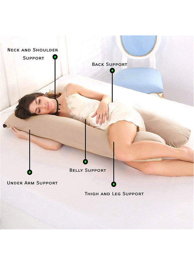 U Shaped Comfortable Maternity Pillow Made With Microfiber - Beige Microfiber Beige 70x25x120cm