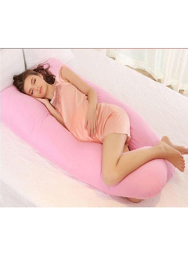 U-Shaped Maternity Pillow Cotton Pink 80x120cm