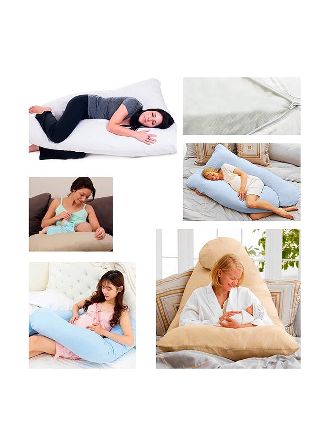 U Shaped Comfortable Maternity Pillow Made With Microfiber - White Microfiber White 70x25x120cm