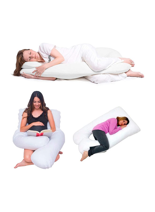 U Shaped Comfortable Maternity Pillow Made With Microfiber - White Microfiber White 70x25x120cm