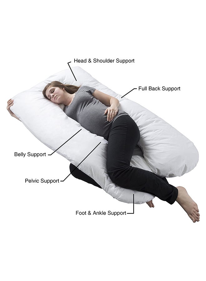 U Shaped Comfortable Maternity Pillow Made With Microfiber - White Microfiber White 70x25x120cm