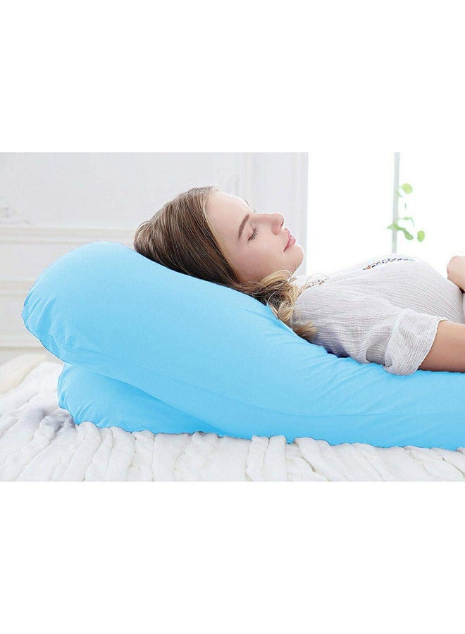 High-Quality Multifunctional U Shape Comfortable Maternity Pillow Microfiber Blue 70x25x120cm