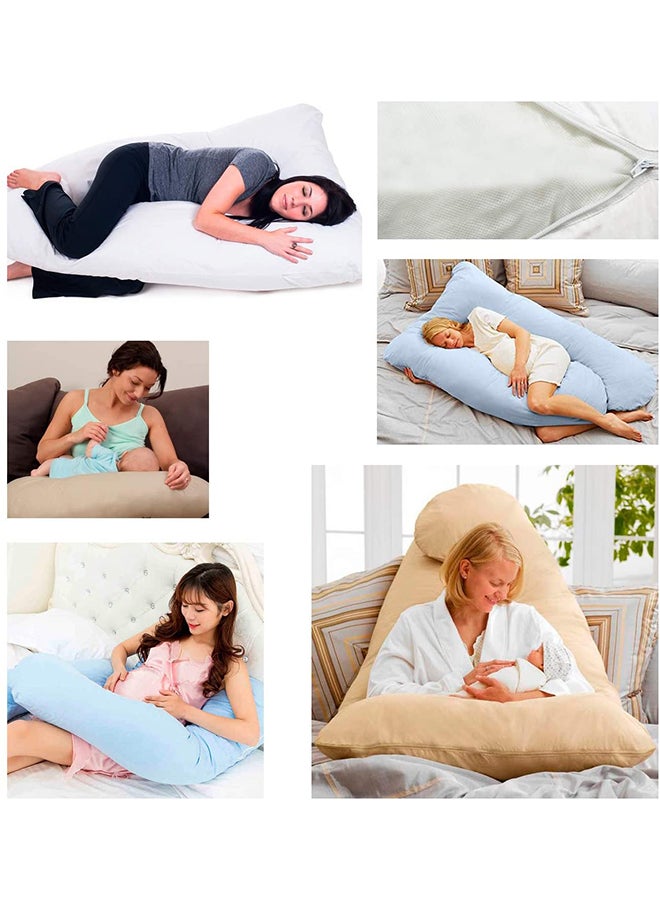 High-Quality Multifunctional U Shape Comfortable Maternity Pillow Microfiber Blue 70x25x120cm