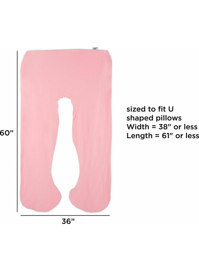 U-Shaped Soft Pillow Cover Velvet Pink 130 X 70cm
