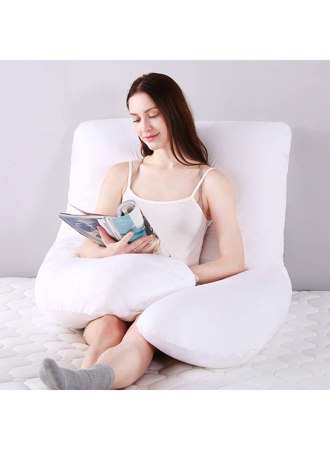U Shaped Relaxing Pillow Cotton White 130x70cm