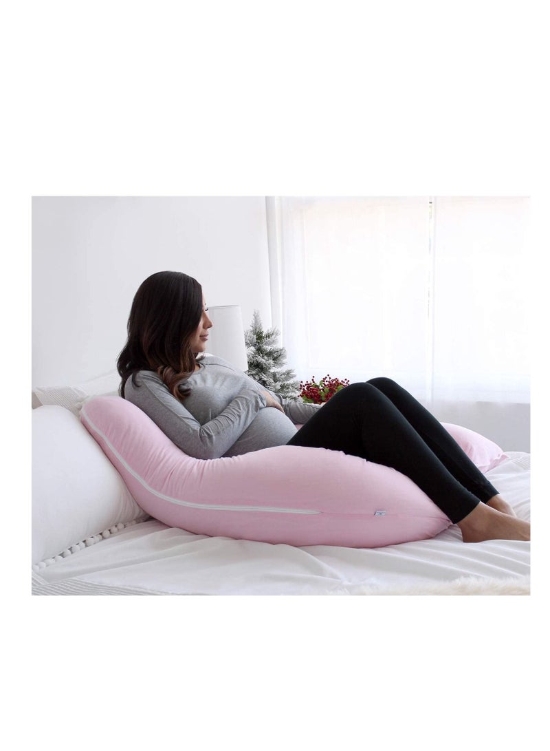 Pregnancy Pillow Size 130x70CM Show Top U Shaped Bedding Maternity and Full Body Support for Pregnant Women with Removable Cover Pink