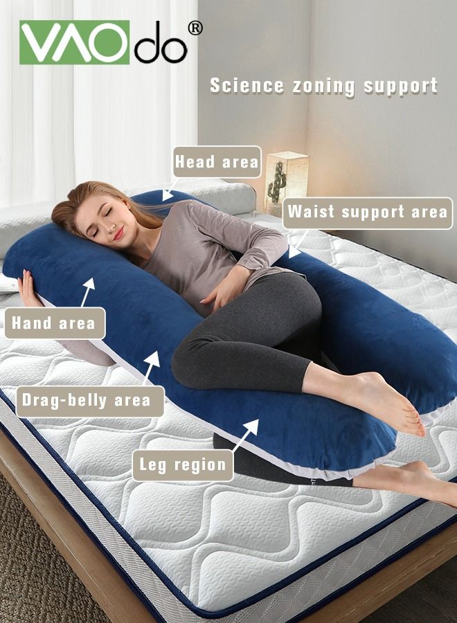 Pregnancy Pillow U-shaped Full-body Maternity Pillow Pillowcase Removable Used for Pregnant Women Support On Back Legs Abdomen Buttocks 70 * 140CM