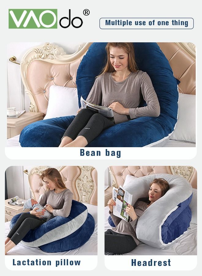 Pregnancy Pillow U-shaped Full-body Maternity Pillow Pillowcase Removable Used for Pregnant Women Support On Back Legs Abdomen Buttocks 70 * 140CM