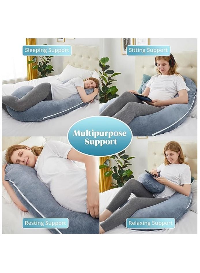 PLUSH Full Body C-Shape Pregnancy Pillow for Maternity Support & Baby Pillow for Head and Neck Support (Perfect Combo for Mom and Baby)