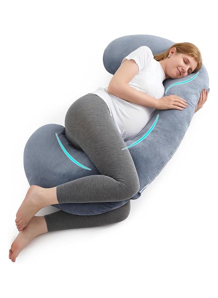 PLUSH Full Body C-Shape Pregnancy Pillow for Maternity Support & Baby Pillow for Head and Neck Support (Perfect Combo for Mom and Baby)