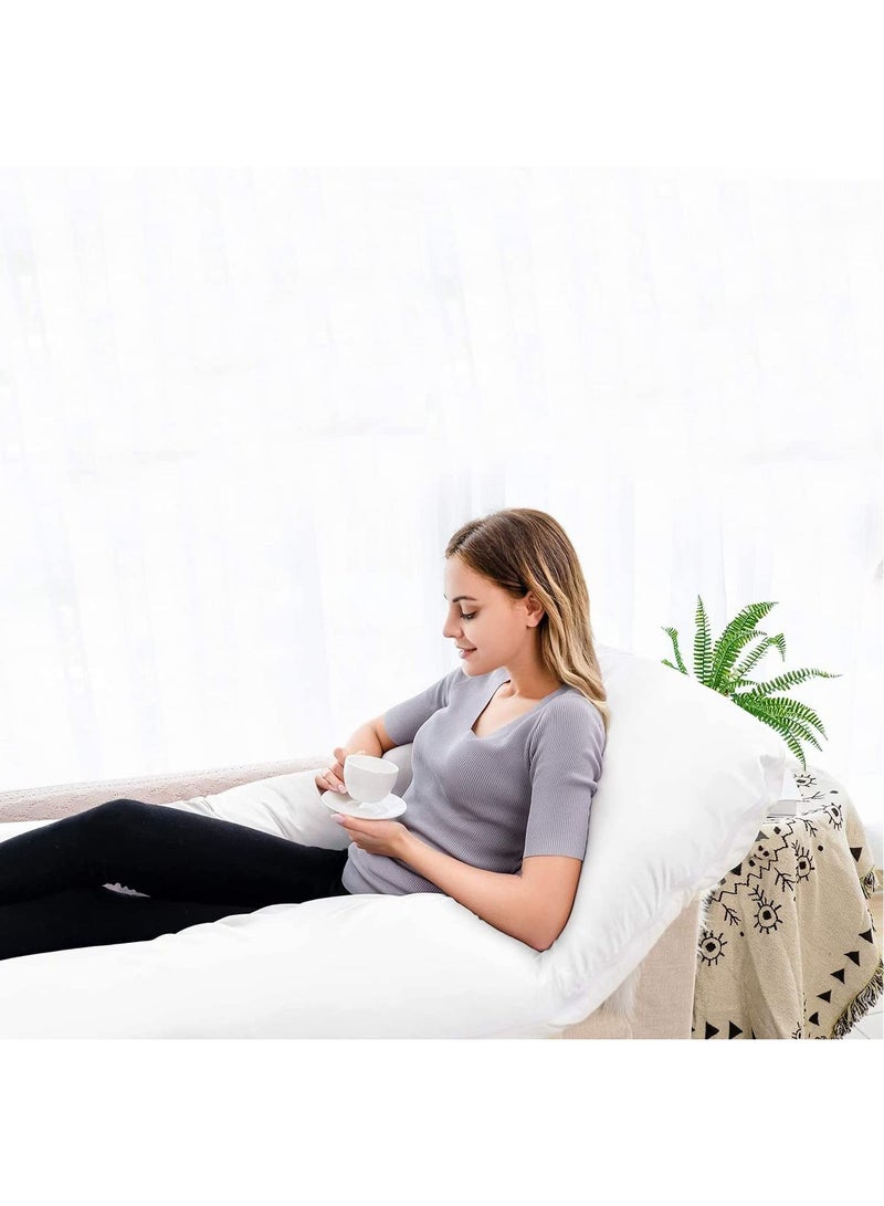 Maternity Pillow, U Shape Maternity Full Body Pillow With Zipper Removable Cover, Maternity Back, Hip, Leg, Belly Support (White-cotton)