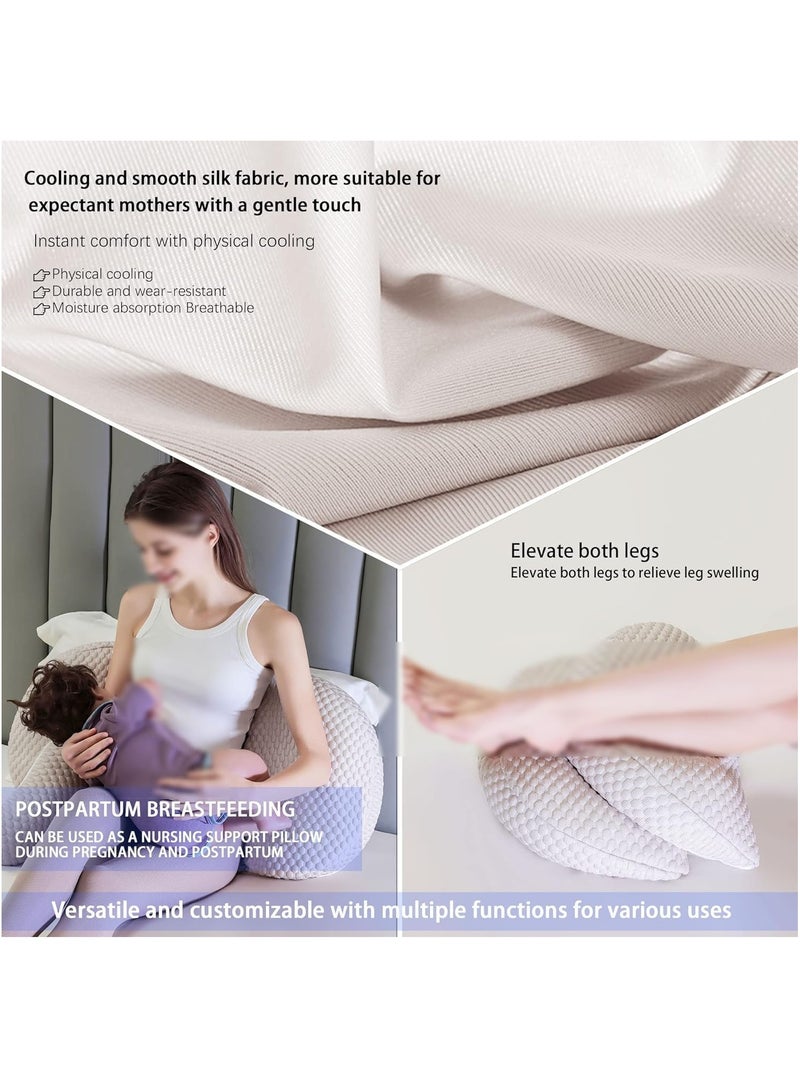 Maternity Pregnancy Pillow for Women Soft Pregnancy Body Pillow Back Hip Leg Support Maternity Pillow with Removable and Adjustable Pillow Cover  Maternity Sleep Pillow (Khaki)