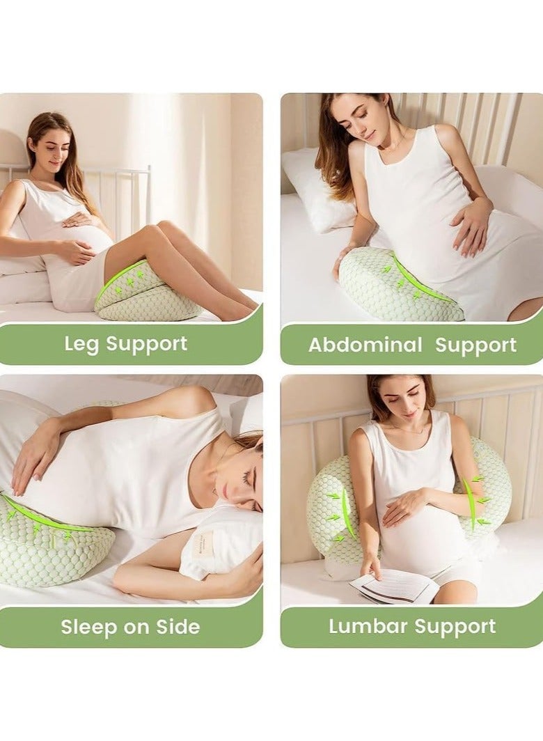 Maternity Pregnancy Pillow for Women Soft Pregnancy Body Pillow Back Hip Leg Support Maternity Pillow with Removable and Adjustable Pillow Cover  Maternity Sleep Pillow (Khaki)