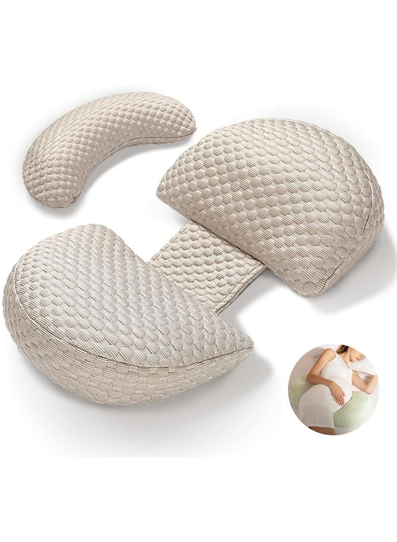 Maternity Pregnancy Pillow for Women Soft Pregnancy Body Pillow Back Hip Leg Support Maternity Pillow with Removable and Adjustable Pillow Cover  Maternity Sleep Pillow (Khaki)