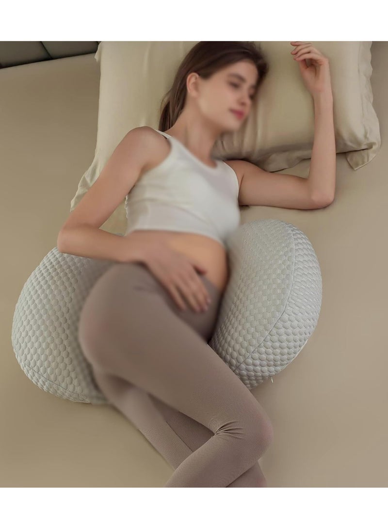 Maternity Pregnancy Pillow for Women Soft Pregnancy Body Pillow Back Hip Leg Support Maternity Pillow with Removable and Adjustable Pillow Cover  Maternity Sleep Pillow (Khaki)