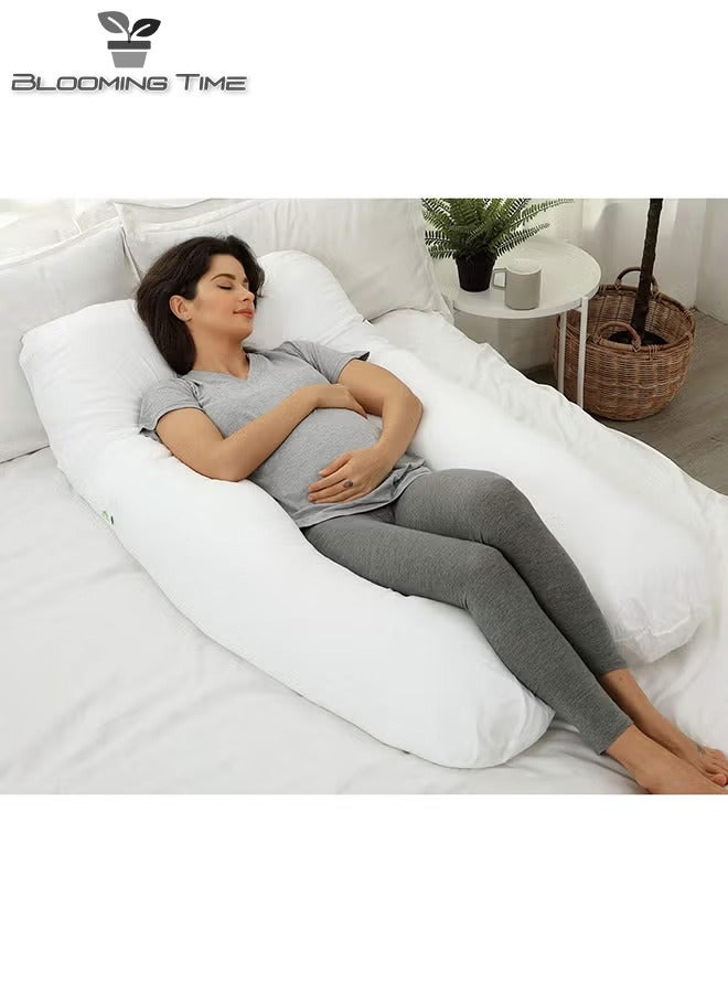 Pregnant Woman U Shaped Pillow To Support Waist Side Sleep Side Lying Abdominal Support   White  130 X 70cm