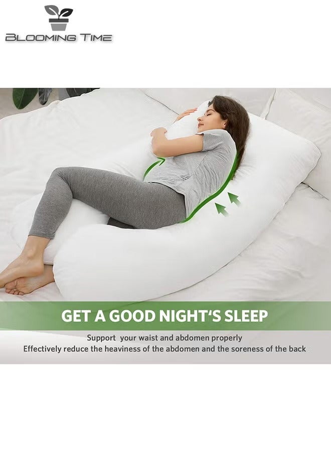 Pregnant Woman U Shaped Pillow To Support Waist Side Sleep Side Lying Abdominal Support   White  130 X 70cm