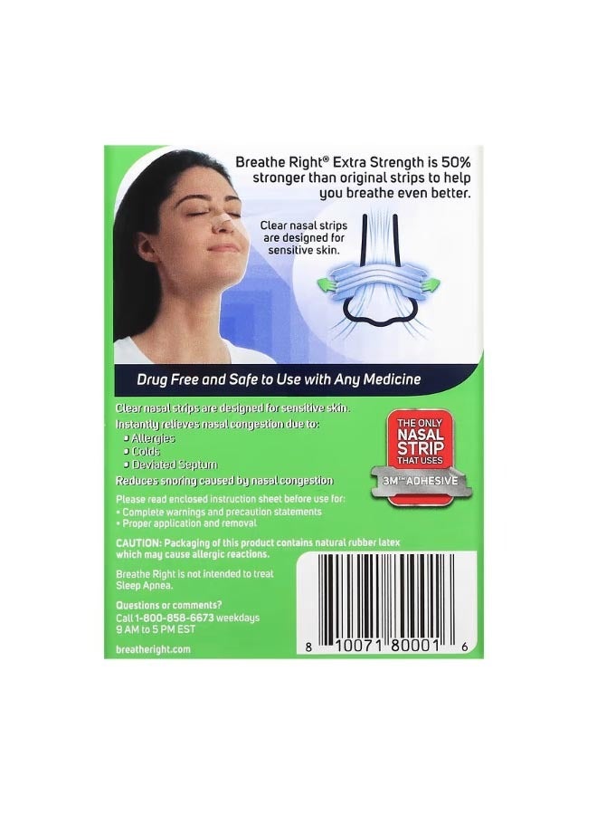 Nasal Strips Extra Strength For Sensitive Skin 26 Clear Strips