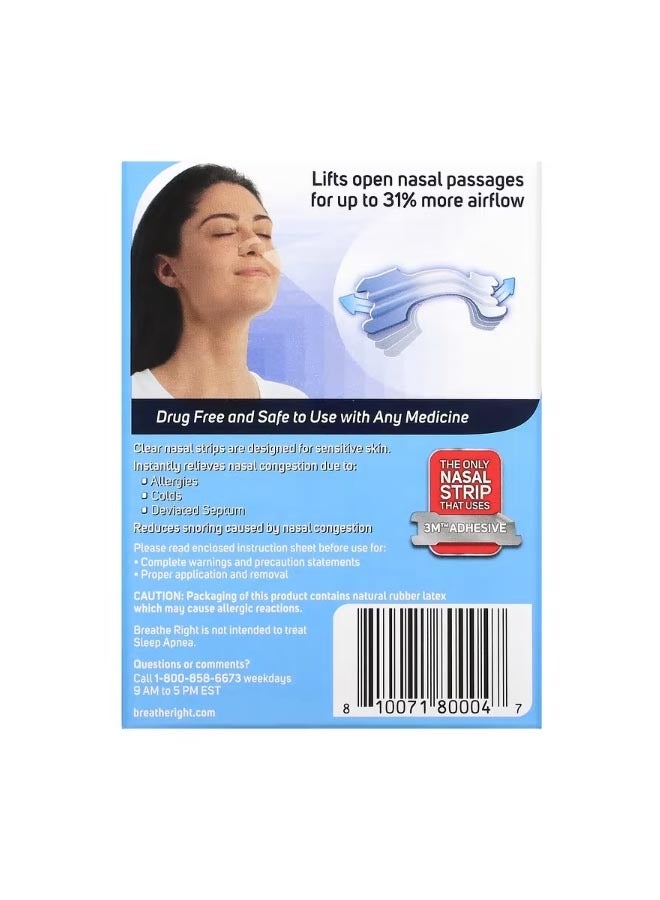 Nasal Strips SM/Med Clear 30 Count