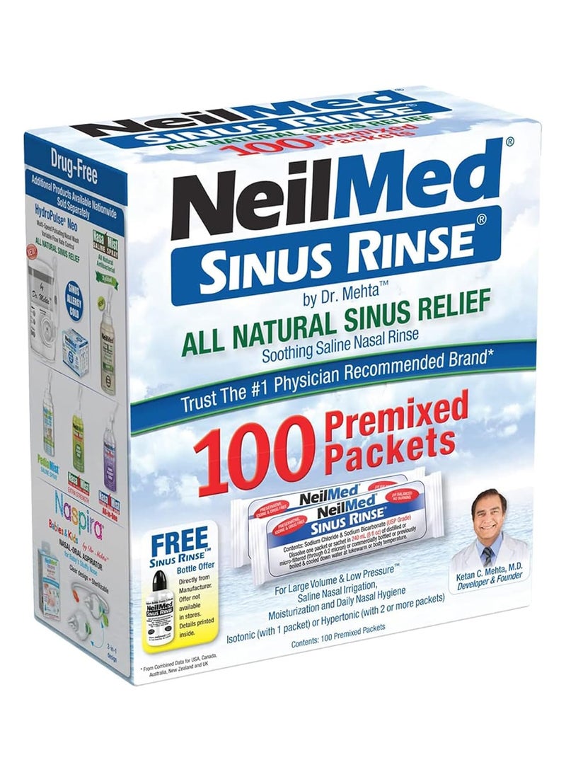 Sinus Rinse All Natural Sinus Relief 100 Premixed Refill Packets