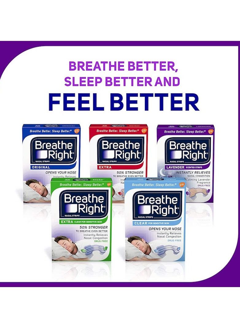 Breathe Right Nasal Strips Calming Lavender Scent Extra Strength Tan Nasal Strips Help Stop Snoring Snoring Solution & Nasal Congestion Relief Caused By Colds & Allergies 26 Count