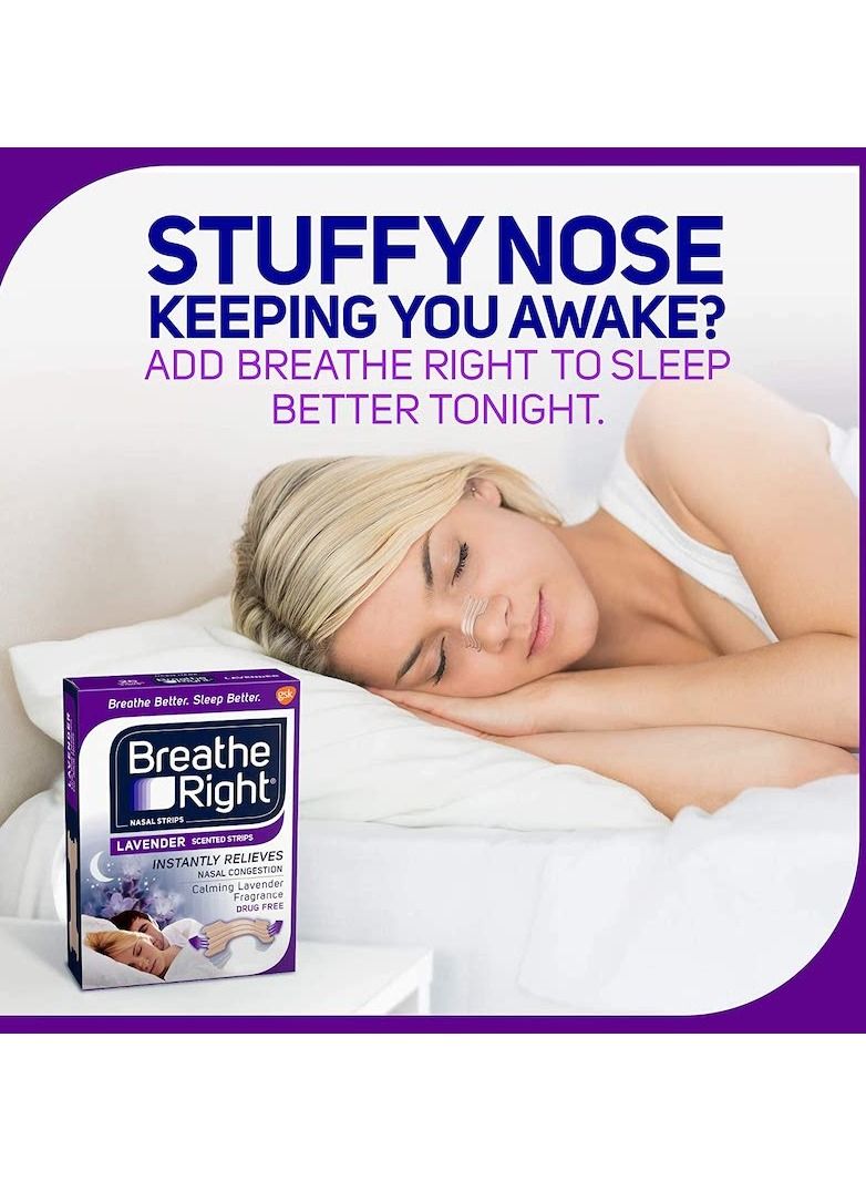 Breathe Right Nasal Strips Calming Lavender Scent Extra Strength Tan Nasal Strips Help Stop Snoring Snoring Solution & Nasal Congestion Relief Caused By Colds & Allergies 26 Count