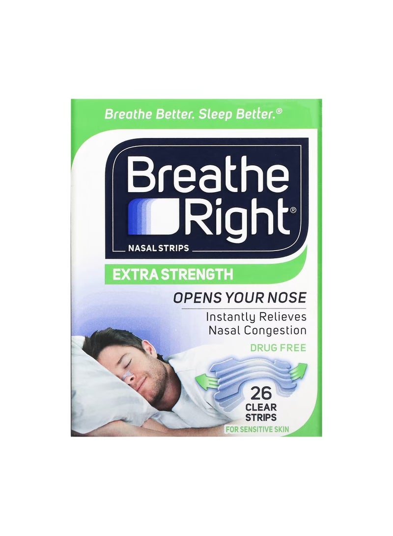 Nasal Strips Extra Strength For Sensitive Skin 26 Clear Strips