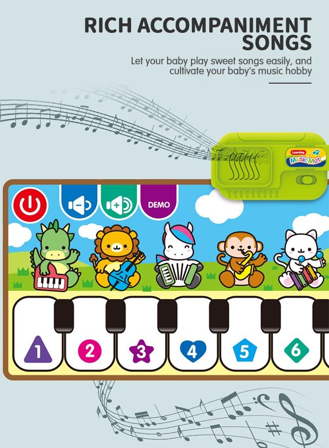 Kids Musical Mats with Music Sounds with 10 Keys, Musical Toys Toddler Music Piano Keyboard Dance Mat Carpet Touch Playmat Birthday Gift Toys for Baby Girls Boys