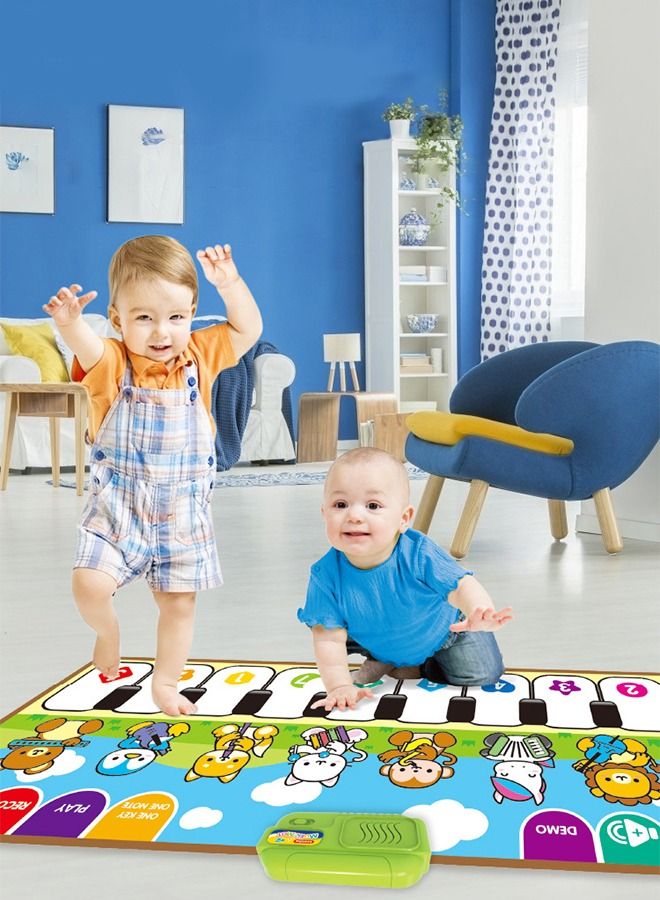 Kids Musical Mats with Music Sounds with 10 Keys, Musical Toys Toddler Music Piano Keyboard Dance Mat Carpet Touch Playmat Birthday Gift Toys for Baby Girls Boys