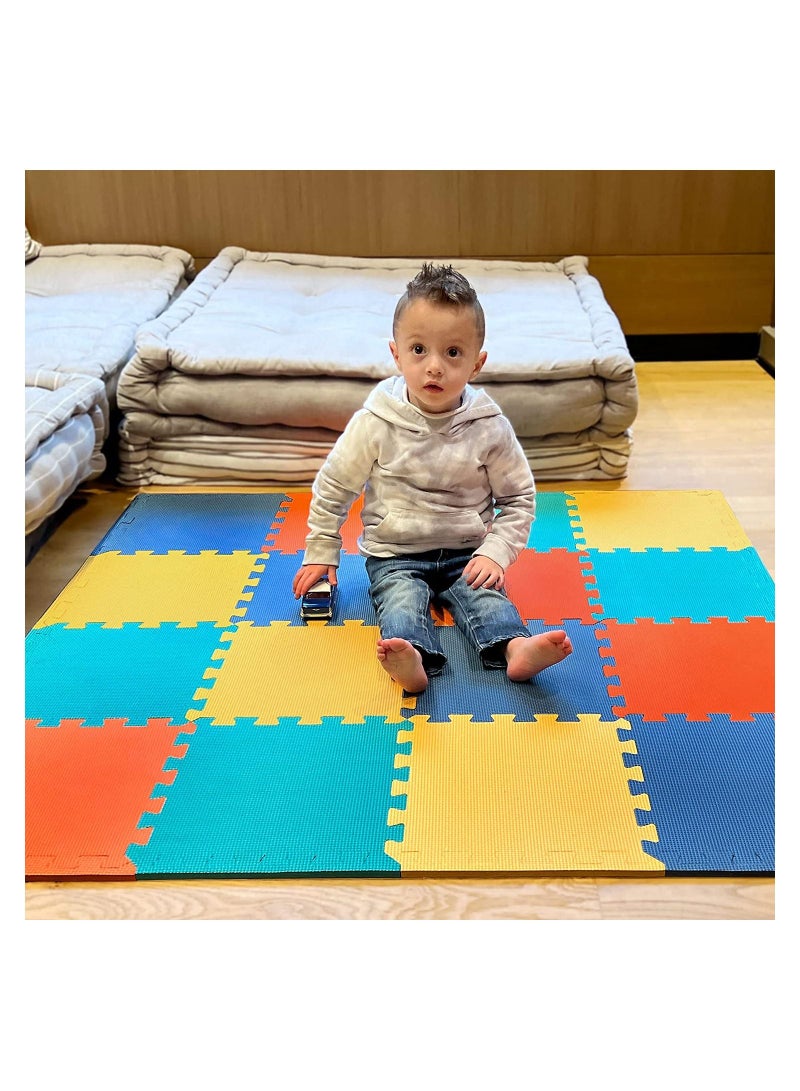 COOLBABY Soft Non-Toxic Baby Play Mat , Toddler Playmat , Colorful Jigsaw Puzzle PlayMat | (16PCS)