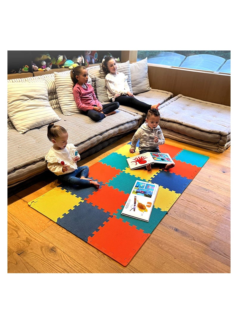 COOLBABY Soft Non-Toxic Baby Play Mat , Toddler Playmat , Colorful Jigsaw Puzzle PlayMat | (16PCS)