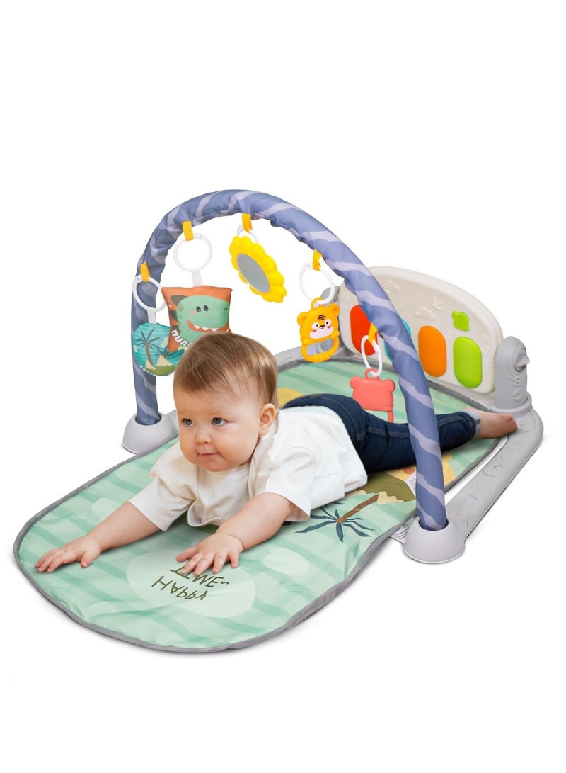 Baybee Kick & Play Piano Playgym for Babies, Activity Play Gym for Baby with Rotating Piano, 5 Hanging Rattle Kids Toys Baby Crawling Mat for Newborn Baby Play Gym for Baby 0 to 12 Month Boy Girl LGL