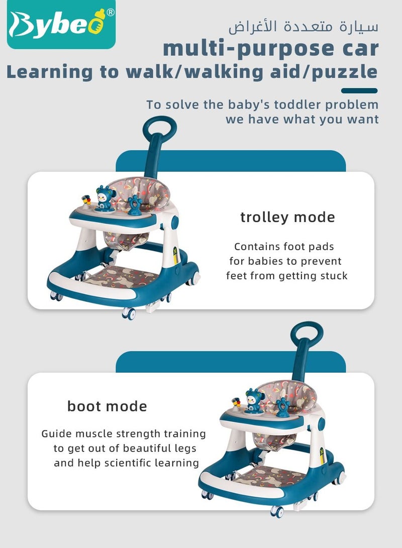 3 in 1 Baby Walker with Parent Push Handle, Adjustable Height Multifunction and Big Comfortable Seat Cushion for Infants Children