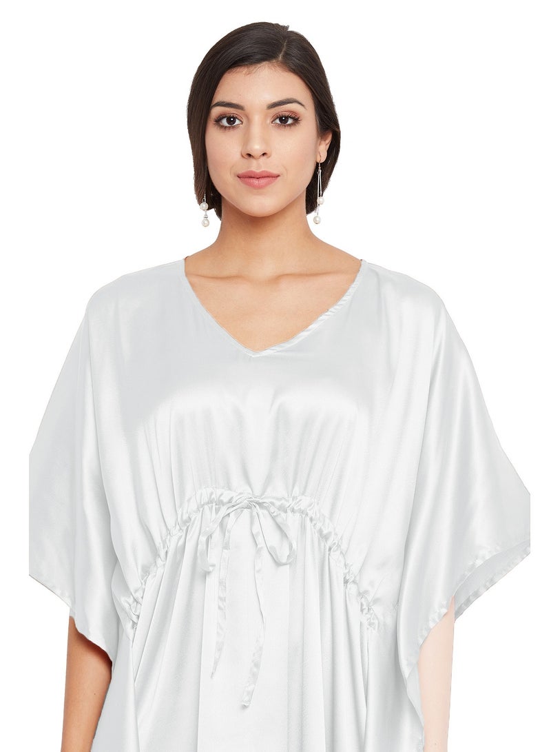 Women Satin Sleepwear Nightdress Night wear Gown Elegant Loungewear Pink Pajama Dresses Kaftan for Ladies White