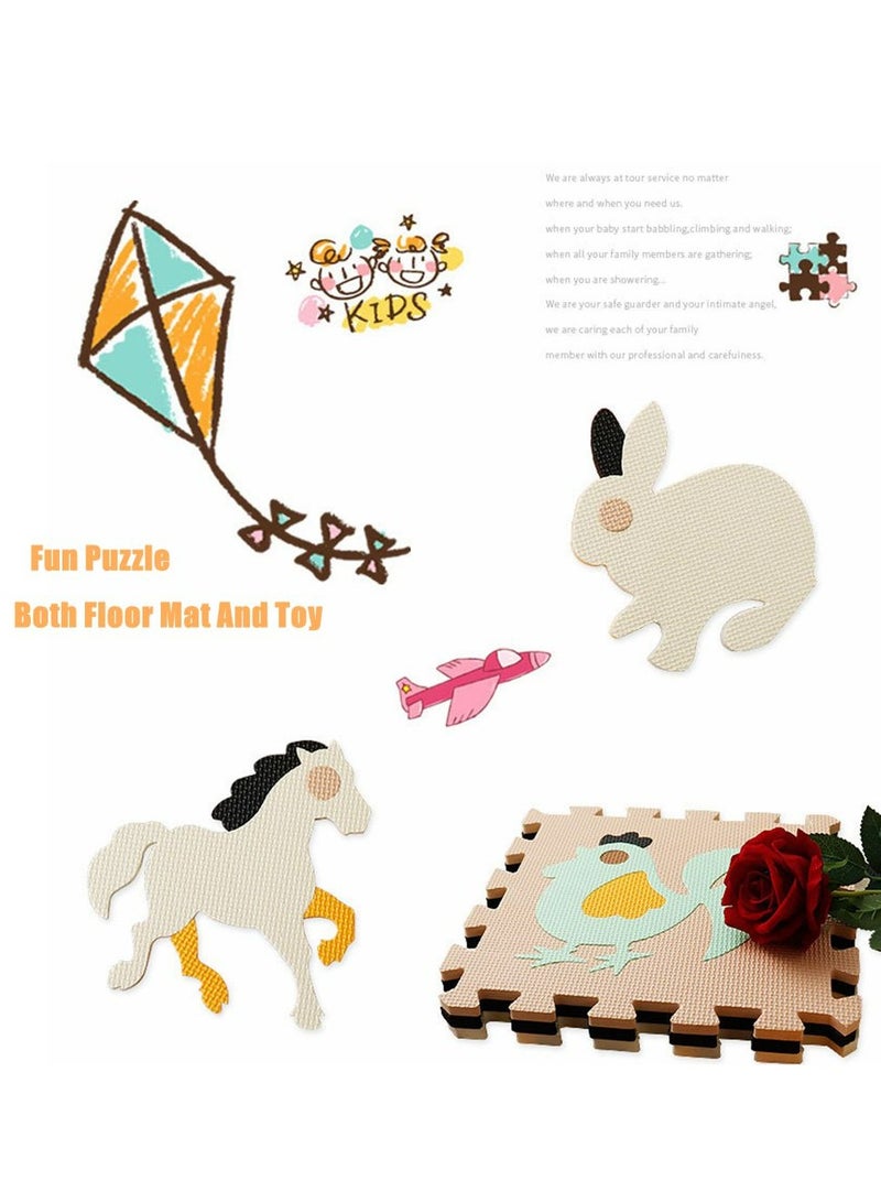 COOLBABY Fun Small Toys Baby Play Mat with Fence Baby Play Mat EVA Foam Puzzle Mat Set of 25 Waterproof Baby Crawl Mats for Home Playroom Perfect Toddler Playroom Crawling Play Mats