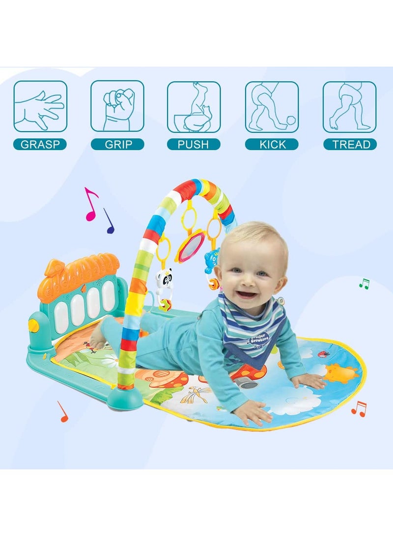 Baby Gym Play Mat with Piano Keyboard Educational Rack Crawling Mat