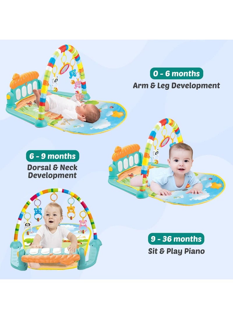 Baby Gym Play Mat with Piano Keyboard Educational Rack Crawling Mat