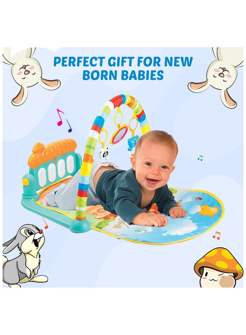 Baby Gym Play Mat with Piano Keyboard Educational Rack Crawling Mat