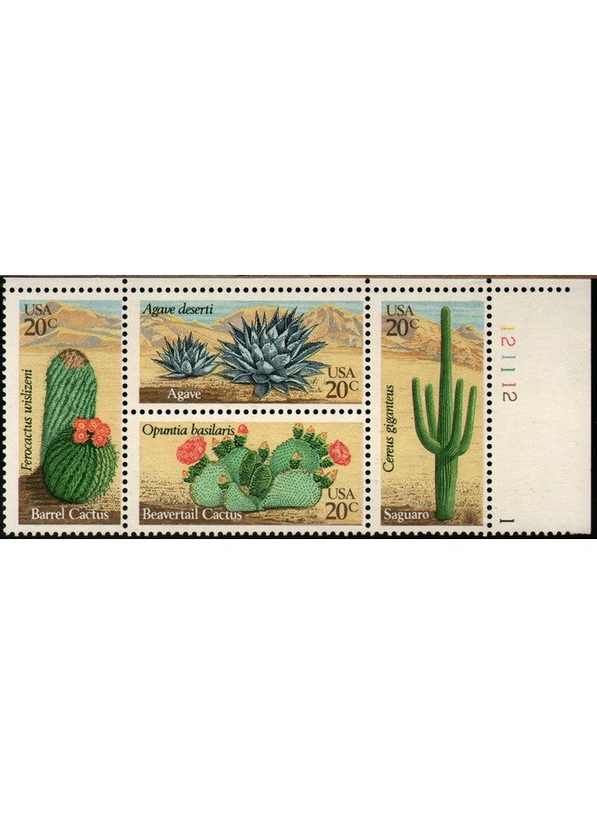 1981 Desert Plants 1945A Plate Block Of 4 X 20 Cents Us Postage Stamps