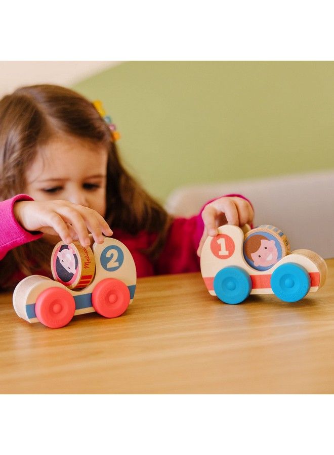 Go Tots Wooden Race Cars (2 Cars 2 Disks) Stacking Toys For Infants Hand Push Vehicles Wooden Car Toys For Toddlers Ages 1+ Fsccertified Materials