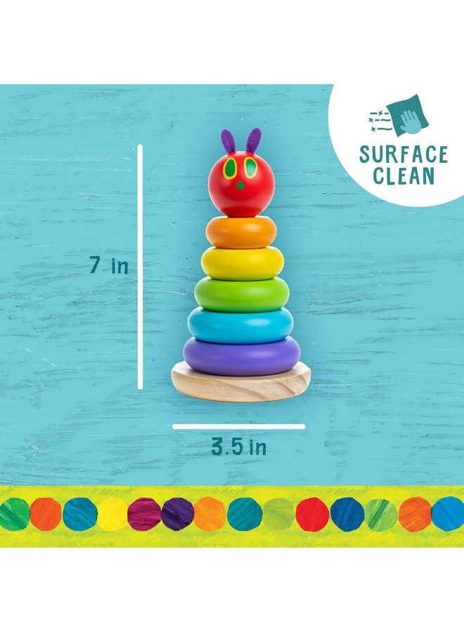 World Of Eric Carle The Very Hungry Caterpillar Wooden Stacker With Colorful Rainbow Rings 7 Inch Stacking Solid Wood Educational Developmental Toy Sorting And Stacking Multicolor