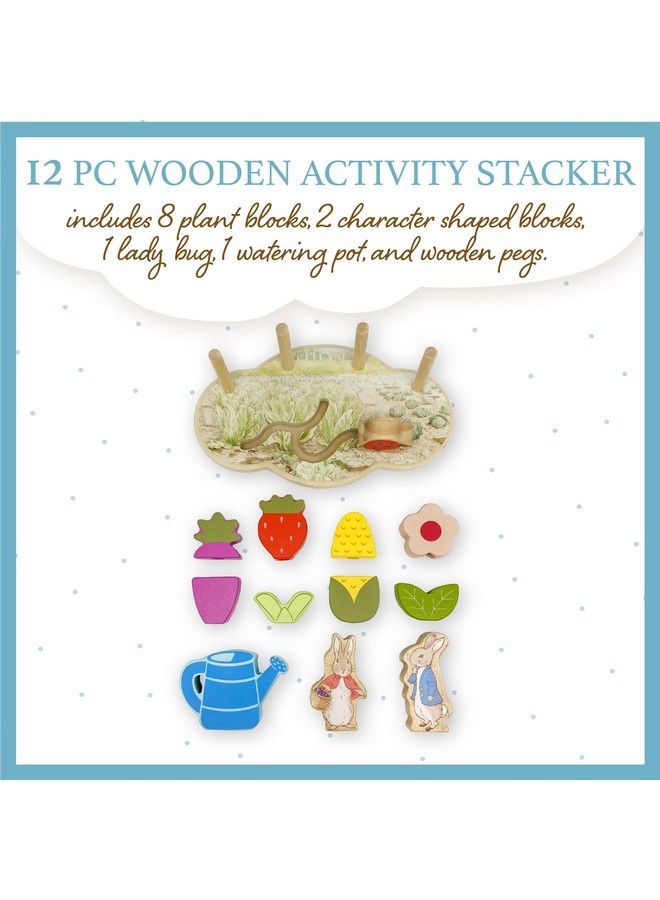 Peter Rabbit Garden Wooden Montessori Activity Stacker With 12 Wooden Interactive Pieces For Babies Toddlers And Kids Based On The Beatrix Potter Books