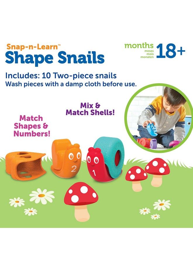 Snap N Learn Shape Snails 20 Pieces Age 18+ Months Toddler Learning Activities Educational Toys Set Color Teaching Toys