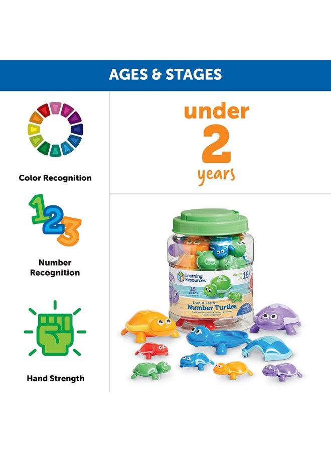 Number Turtles Set 15 Pieces Ages 18+ Months Fine Motor Toys For Toddlers Counting Toys For Toddlers Color & Sorting Toy Turtle Toys For Kids