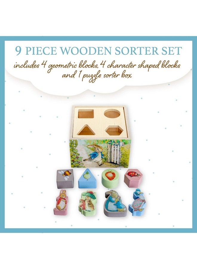 Beatrix Potter Peter Rabbit Wooden Shape Sorter For Toddlers Includes 8 Pieces Multicolor