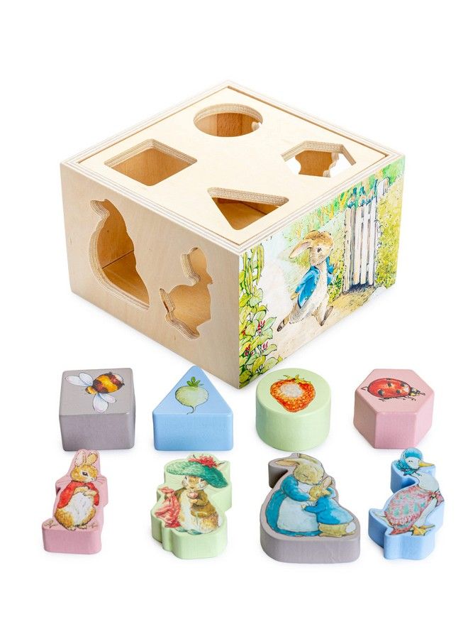 Beatrix Potter Peter Rabbit Wooden Shape Sorter For Toddlers Includes 8 Pieces Multicolor