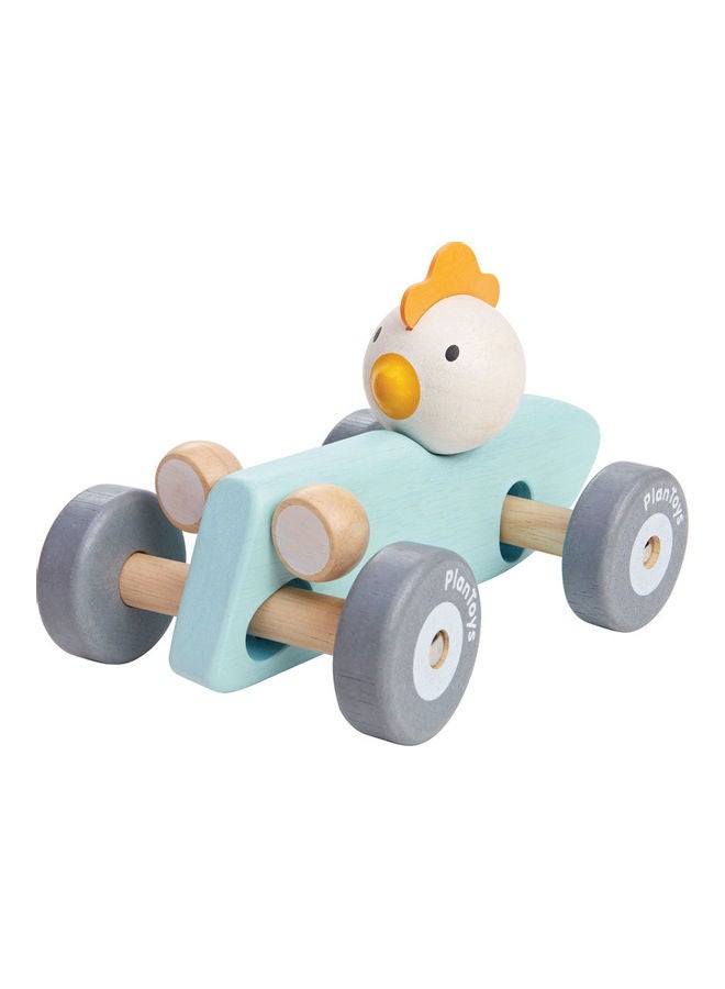 Wooden Chicken Racing Car 12x18x10cm