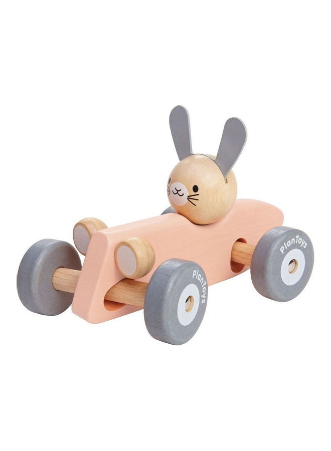 Wooden Bunny Racing Car 12x18x10cm