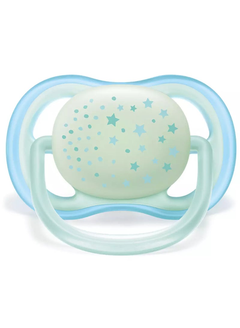 Pack Of 2 Ultra Air Night Soft Pacifier Set, BPA-Free For 0-6 Months, Clear - SCF376/11